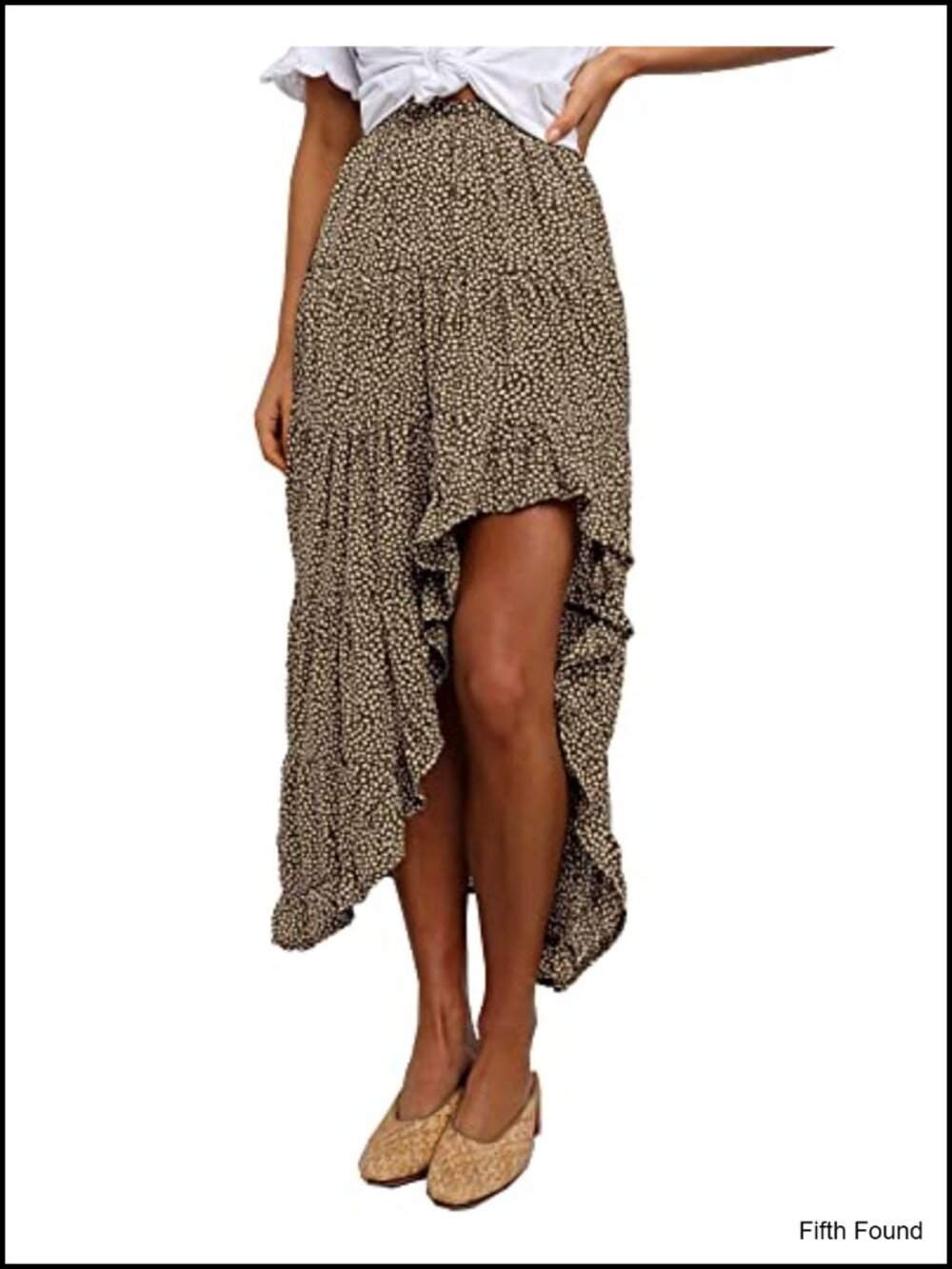 Boho High Low Maxi Skirt Women Floral Print High Slit A-Line Ruffle